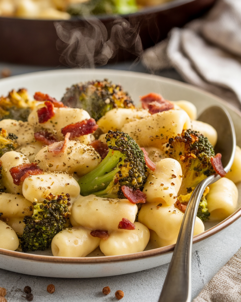 Indulge in Creamy Boursin Bacon Broccoli Gnocchi Delight!