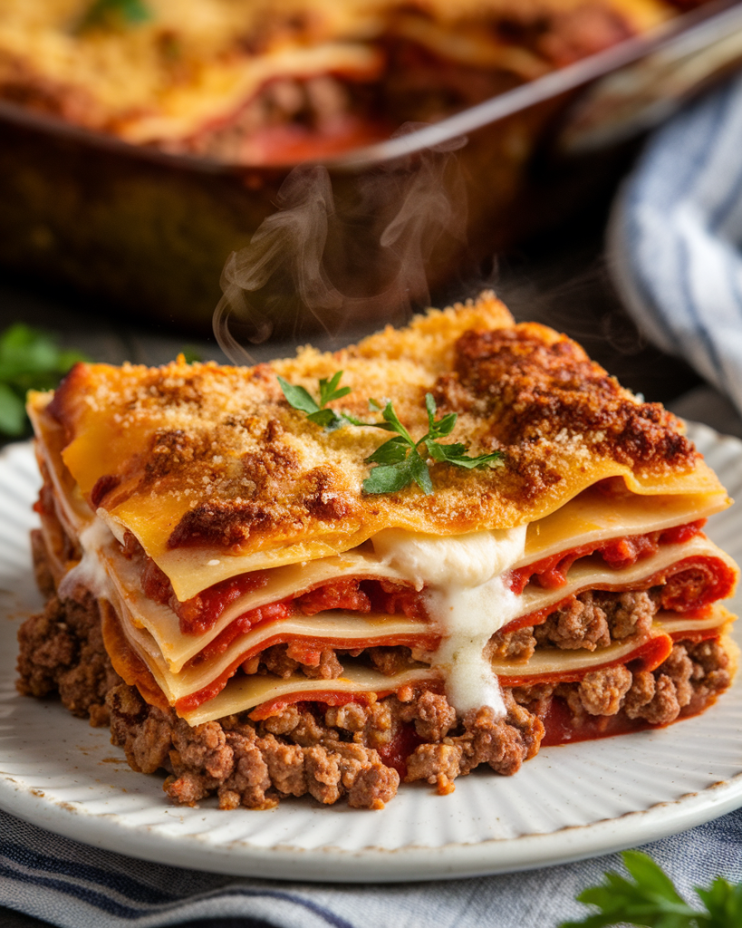 Indulge in Decadent Parmesan Garlic Cheeseburger Lasagna Delight