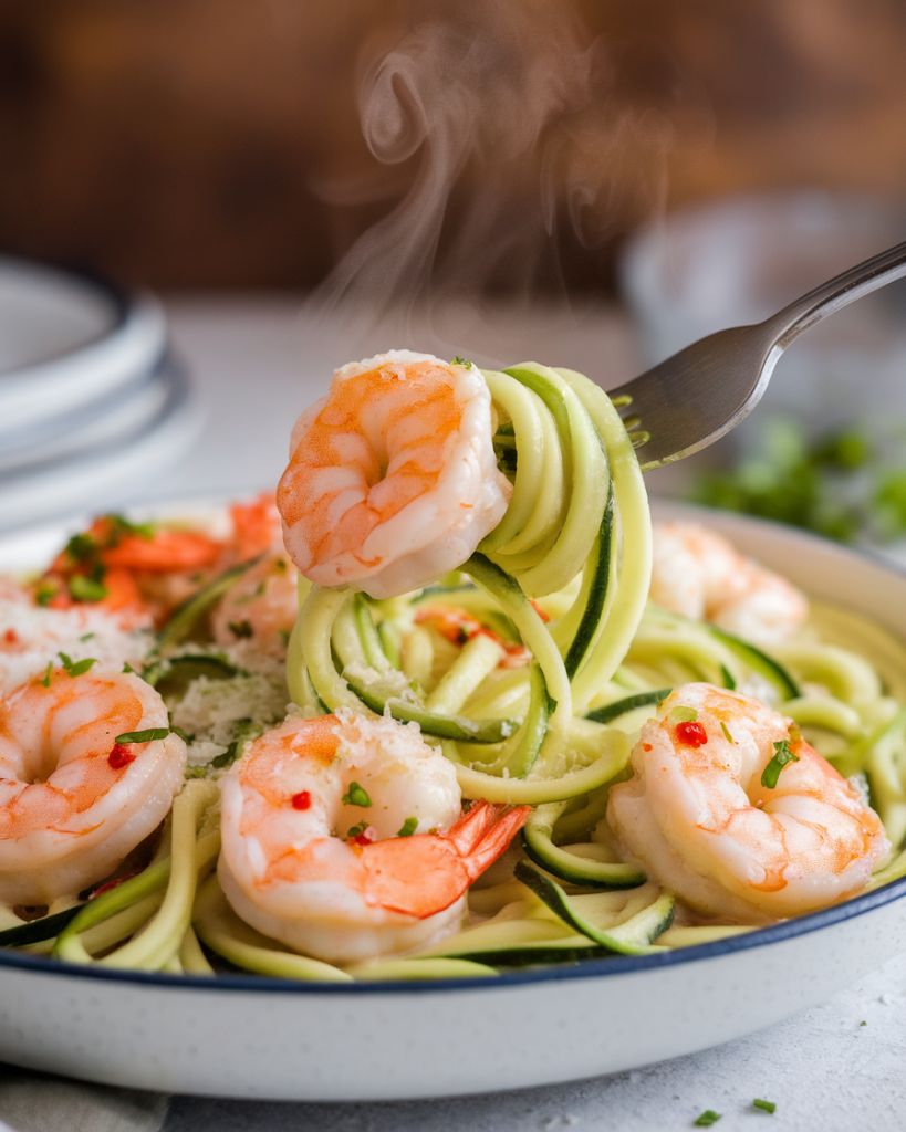 “Delicious Shrimp Scampi Zoodles: A Guilt-Free Flavor Fiesta!”