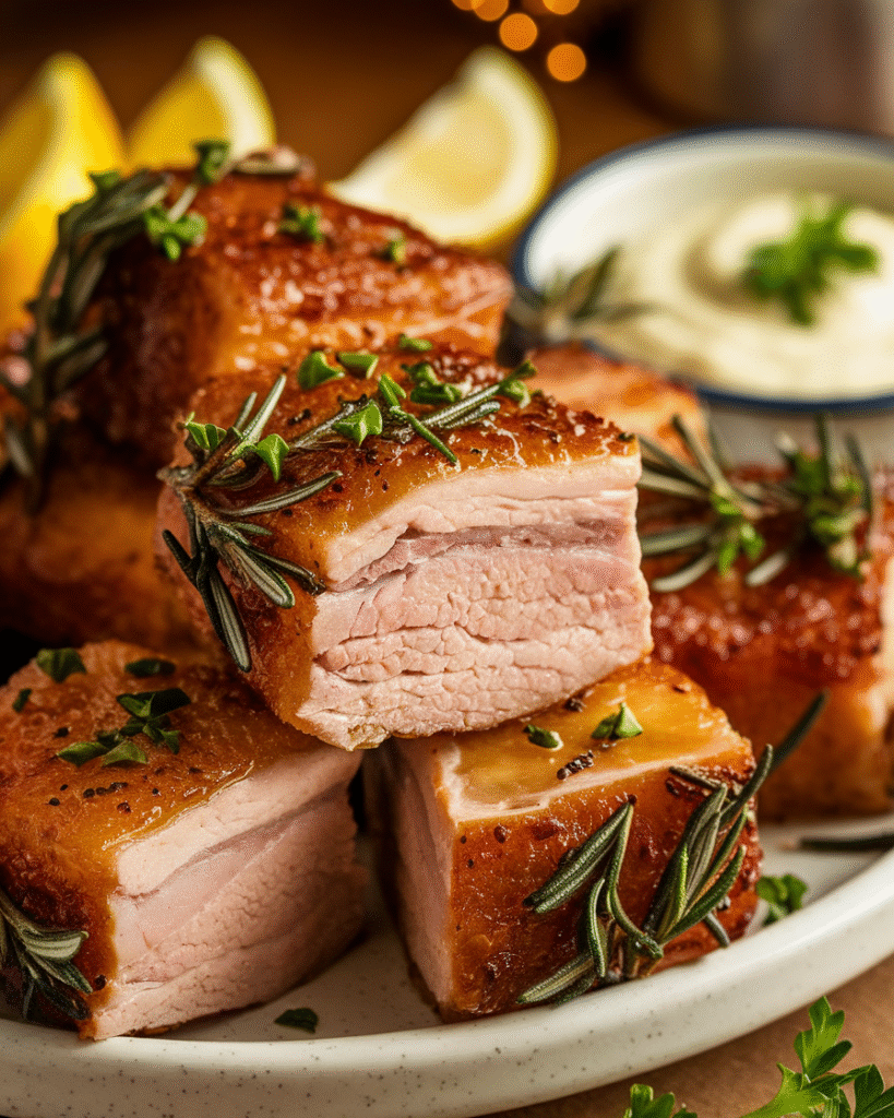 Succulent Garlic Herb Air Fryer Pork Belly: A Flavor Explosion!